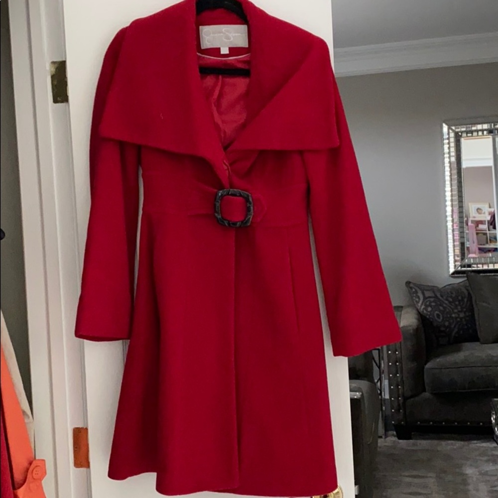 Jessica Simpson Red Belted Coat XS